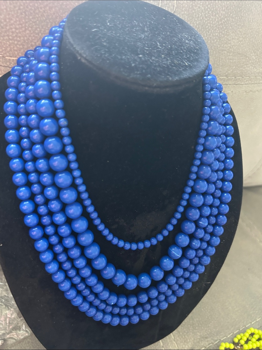NWOT Layered Royal Blue Beaded Statement Necklace